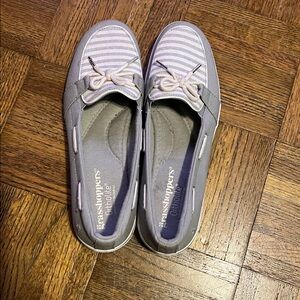 Grasshoppers Gray and White Striped Flats